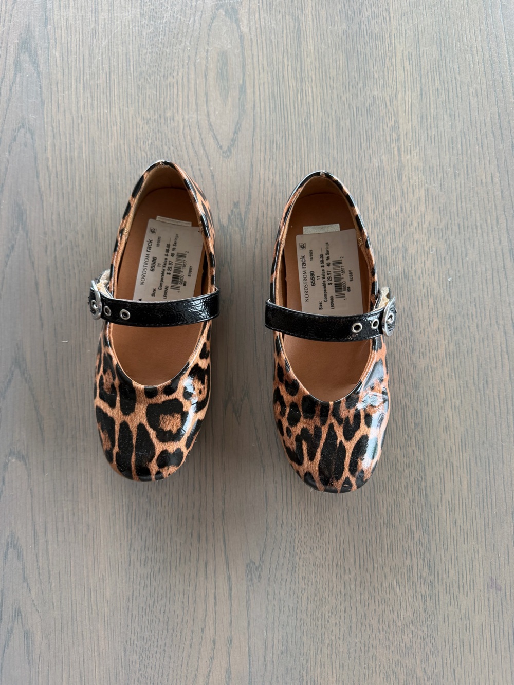 Patent Leather Leopard-Print Mary Jane Shoes with Black Strap